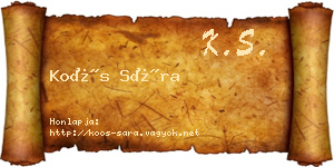Koós Sára névjegykártya